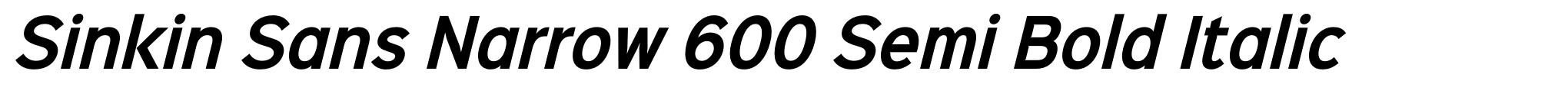 Sinkin Sans Narrow 600 Semi Bold Italic image